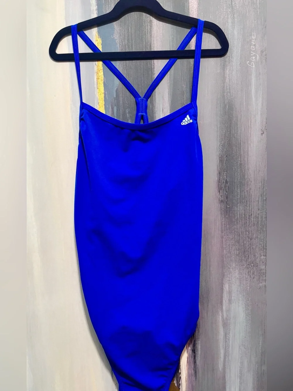 adidas Royal Blue One Piece Swimsuit EU 40 US M Training Lap Swim Athletic Y Bac
